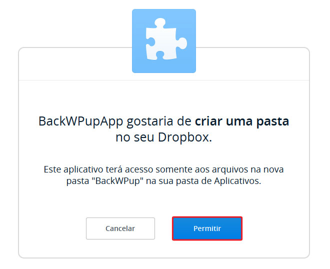 BackWPup Permissão Dropbox