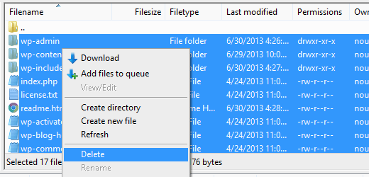 Deletar Arquivos usando FTP