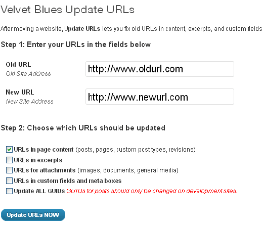 Atualizar URLs