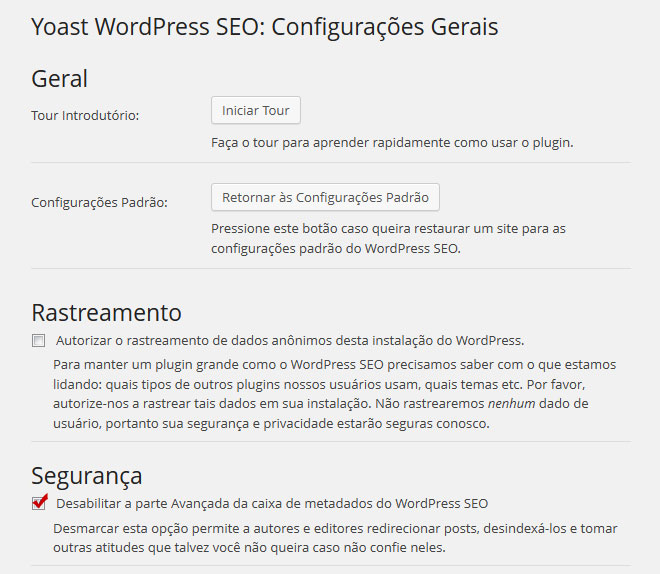 WordPress SEO: Configurações Gerais