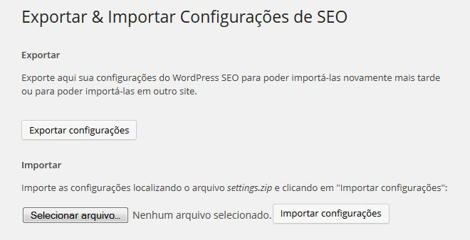 WordPress SEO: Importar & Exportar