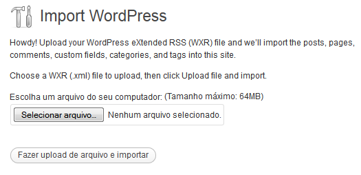 Importando Arquivo XML no WordPress