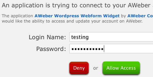 Instalação AWeber Web Form Widget - Conexão com AWeber