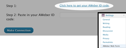 Instalação do AWeber Web Form Widget - Passo 1