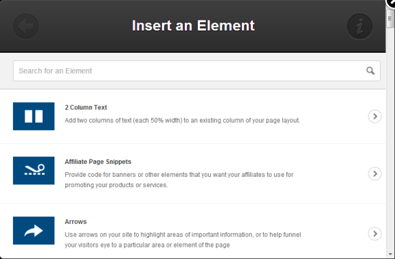 OptimizePress Live Editor > Insert Element