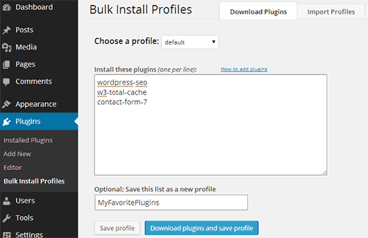 Criando um perfil contendo todos seus plugins favoritos