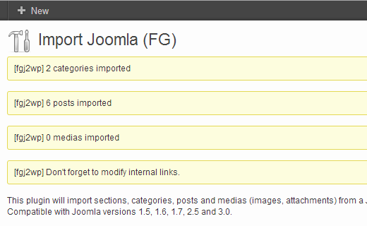 Conteúdo importado com sucesso do Joomla para WordPress