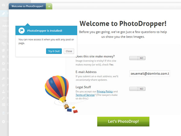 Welcome PhotoDropper no WordPress