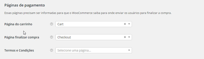 WooCommerce: Configuracoes de Checkout (Páginas)
