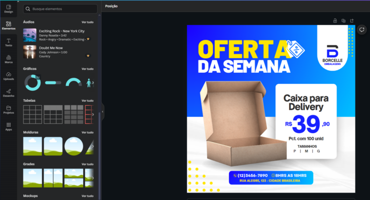 Editor de arrastar e soltar do Canva que facilita a criação de designs.